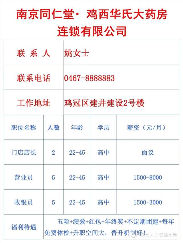 鸡西招工最新招聘,鸡西招聘信息发布